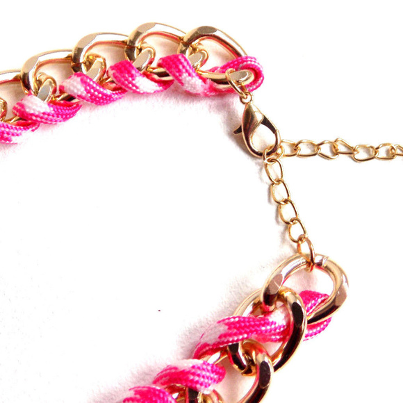 Romeo and Roses Pink Floral Cluster Bib Statement - Picture 5 of 5